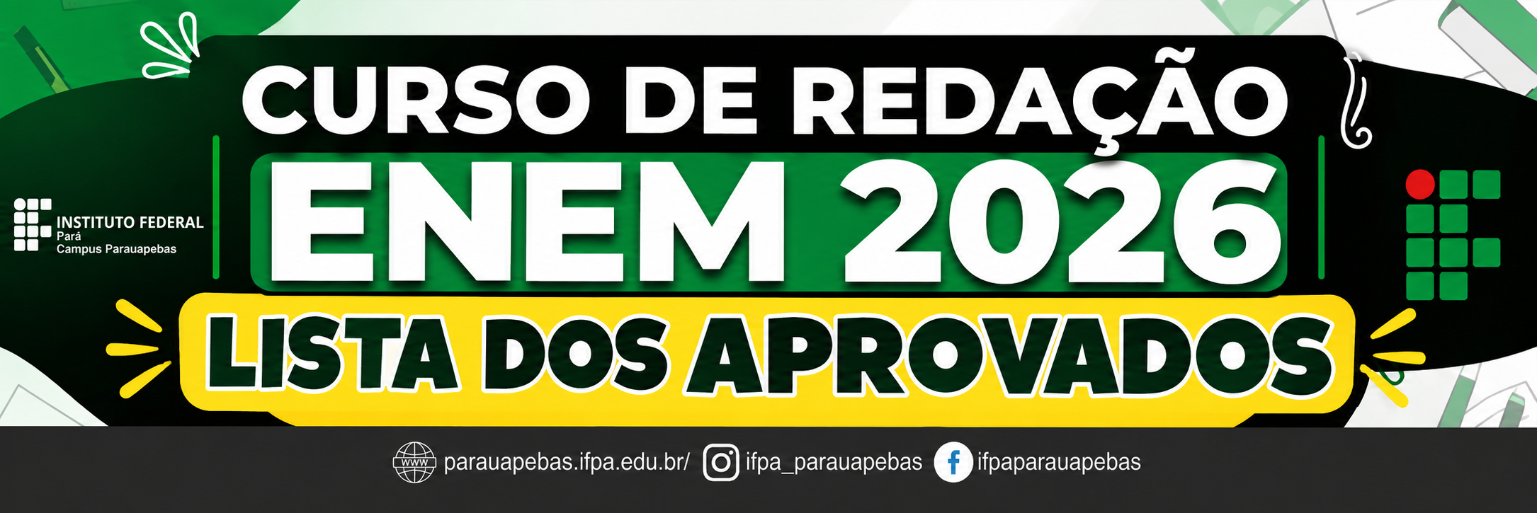 IFPA Campus Parauapebas abre inscrições para o curso de extensão Redação ENEM 2026