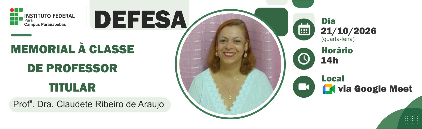 Defesa de Memorial - Promoção à Classe de Professor Titular