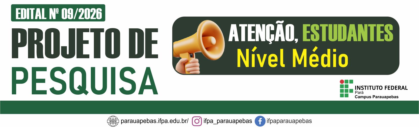 IFPA Campus Parauapebas divulga Edital nº 09/2026 – Projetos de pesquisa 